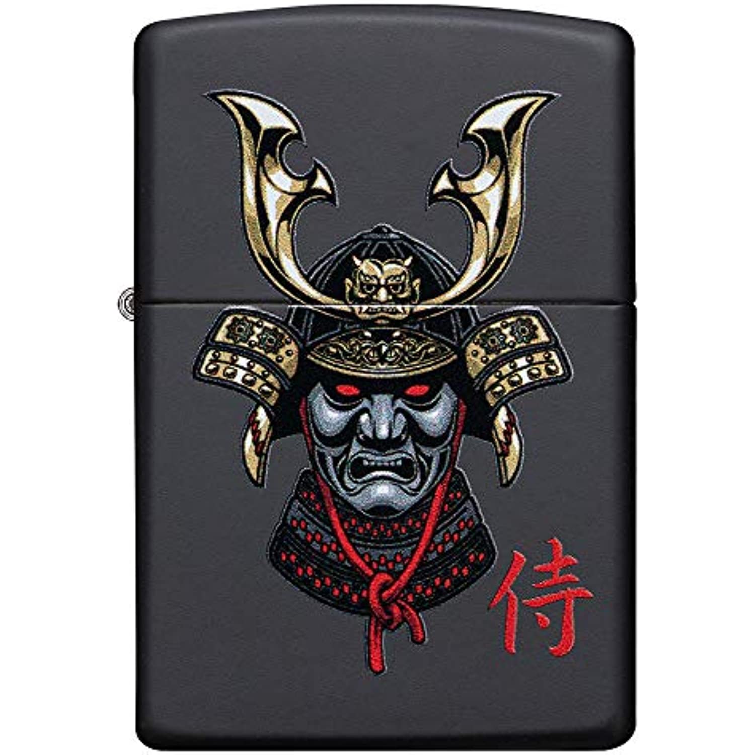 Zippo Samurai Helmet Design Black Matte Pocket Lighter, One Size