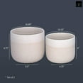 thumbnail image 3 of Stipple Patterned Round Ceramic Pot With Banded White Rim, Set Of 2, Cream, 3 of 4