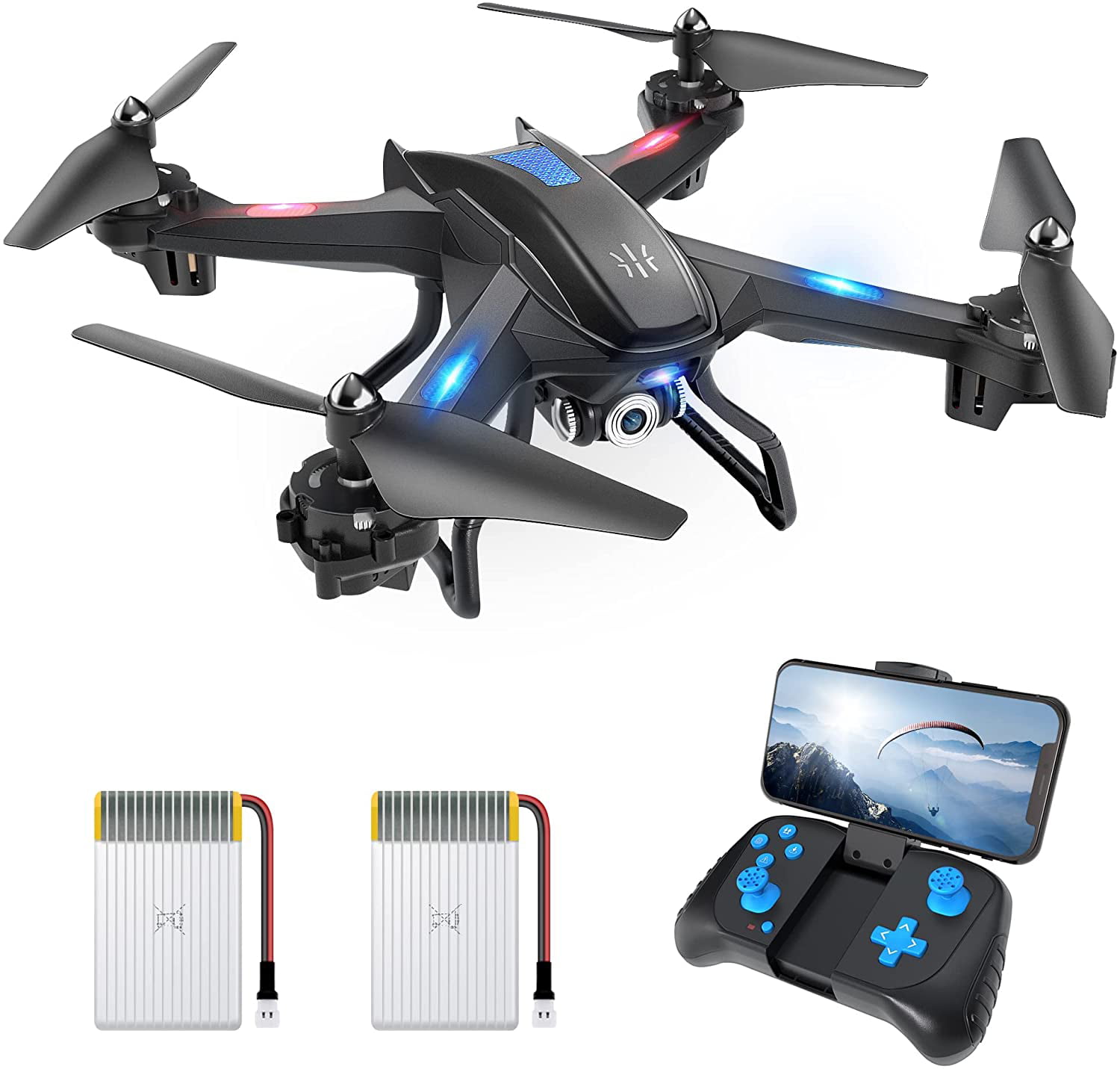 Drone with Camera for Adults 1080P HD Live Video Camera Drone for Beginners w/ Voice Control Gesture Control Altitude Hold Headless Mode High-Speed Rotation Circle Fly 