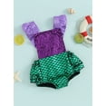 thumbnail image 3 of nvzhuang Newborn Girl Sequins Mermaid Romper, Backless Ruffle Sleeveless Jumpsuit, Lovely Outfits, 3 of 9