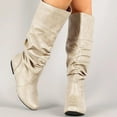 thumbnail image 4 of Women's Knee High Boots Winter Comfy Slip On Riding Boots Ladies Thigh High Flat Wide Mid Calf Boots, 4 of 5