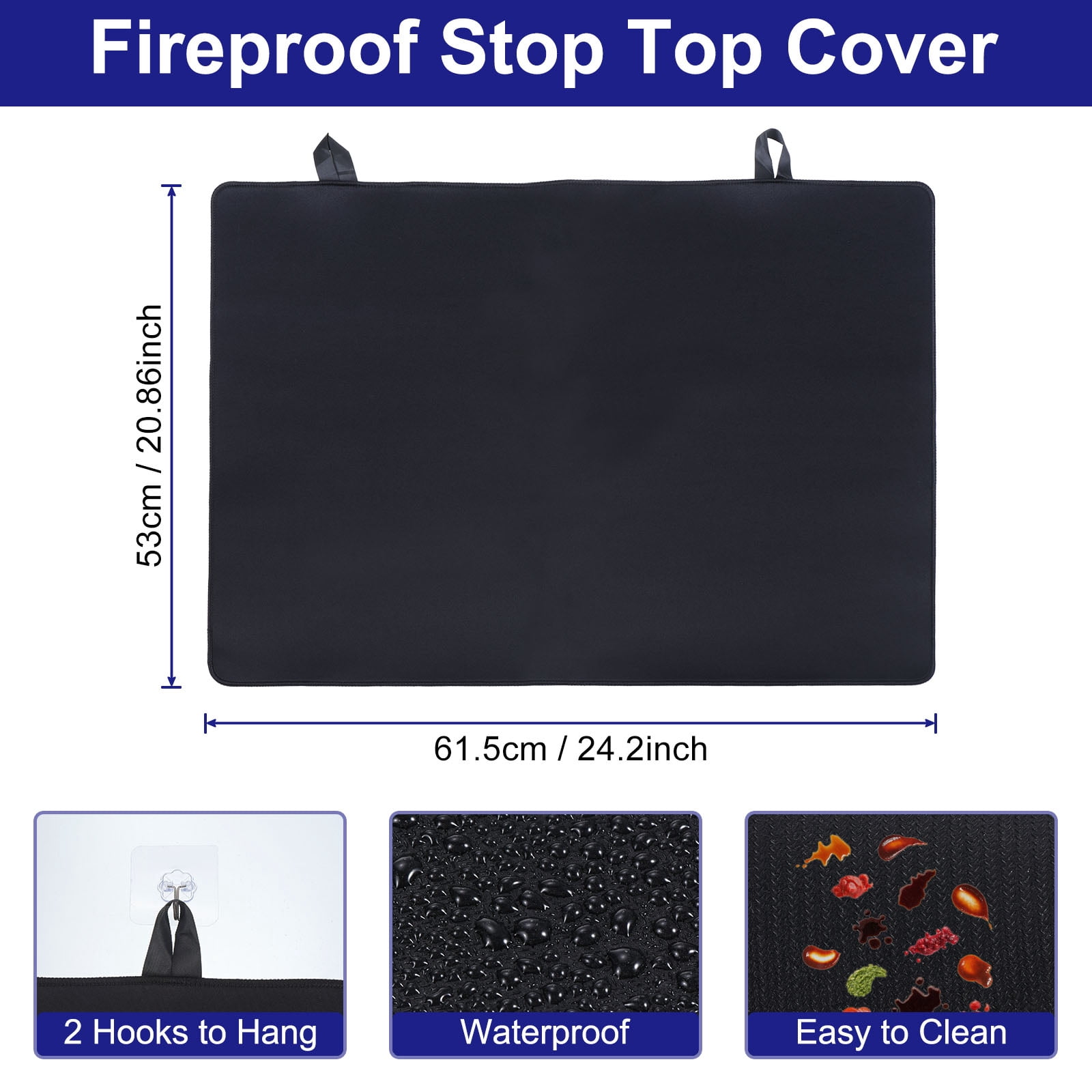 Stove Top Cover for Electric Stove, 24.2" x  20.8" Heat Resistant Glass Stove Top Cover, Countertop Protector Mat Black