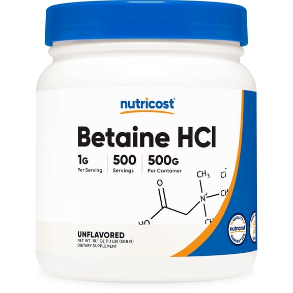 Nutricost Betaine HCL Powder 500 Grams - Gluten Free & Non-GMO Supplement