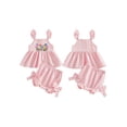 thumbnail image 2 of AceBaby Infant Baby Girls Summer Outfits 0-24M Fashionable Flower Embroidery Flying Sleeve Tops and Shorts Set, 2 of 9