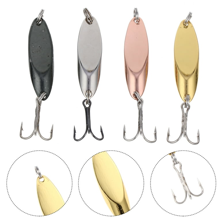 4PCS Fishing Lures Fishing Spoons,Special Shaped Hard Metal Sequin Fishing  Jigs Baits,JoyFishing Spoof Gifts Wobble Feathers Fishing Hook for  Freshwater Fishing Lovers (Texture)