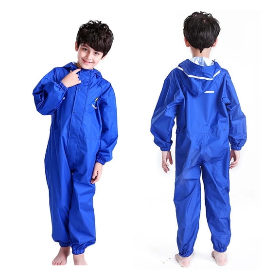 Boys Rainsuits 1 Piece Hooded Kids Overalls Lightweight Waterproof Boys Rain Jacket Baby Rain Coat 6-7 Years