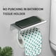 thumbnail image 5 of Portarrollos de papel higiénico de pared con repisa para teléfono | Dispensador de papel higiénico de aleación de aluminio | Diseño moderno en negro y plateado | Fácil instalación para baños y aseos, 5 of 7