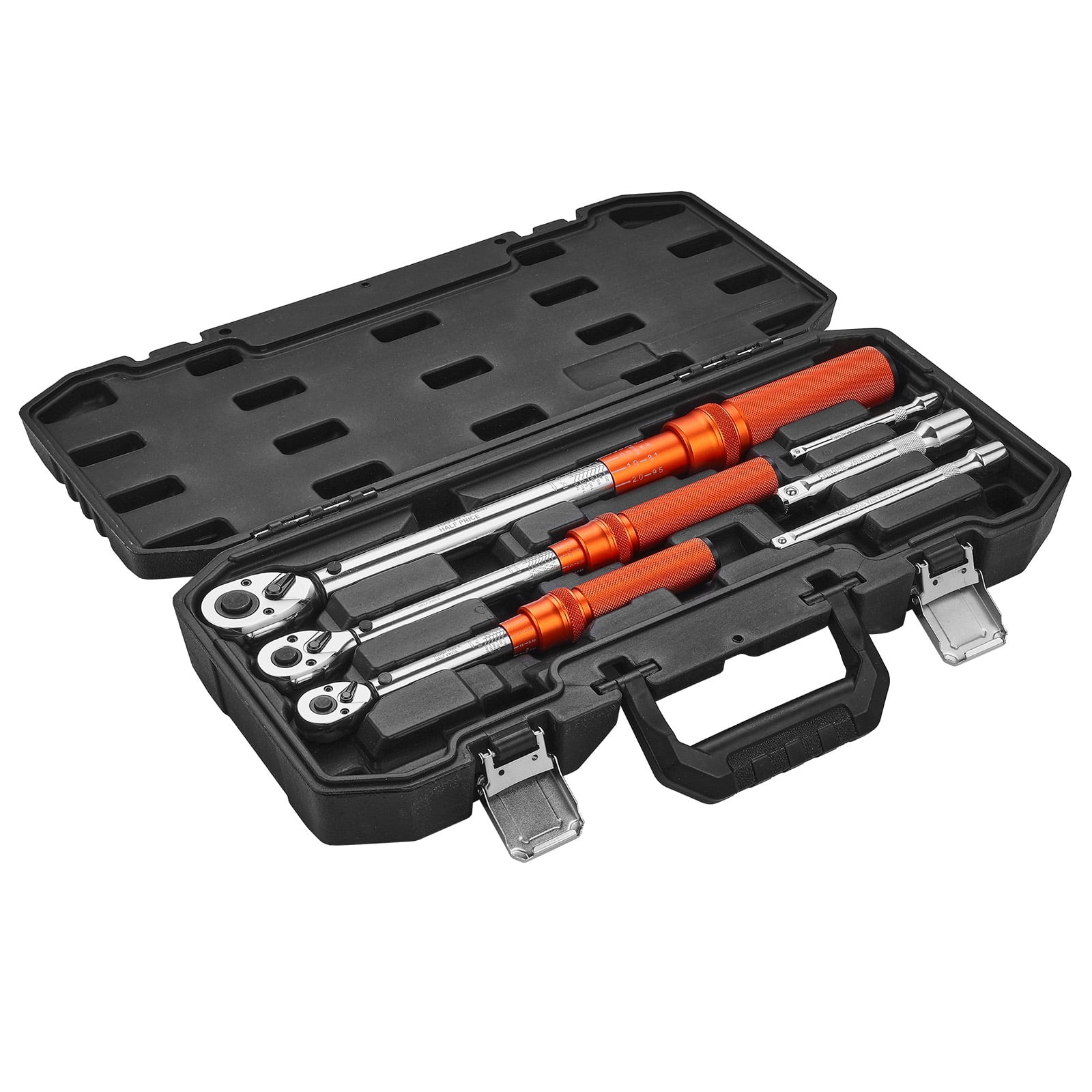 KFFKFF Click Torque Wrench Set, 3 Sizes, 1/4, 3/8, 1/2 Inch Drive, 10-170 lbf-ft, 5-45 lbf-ft, 20-240 lbf-in, Dual-Direction with Dual Range Scales, 72-Tooth, ±3% Accuracy
