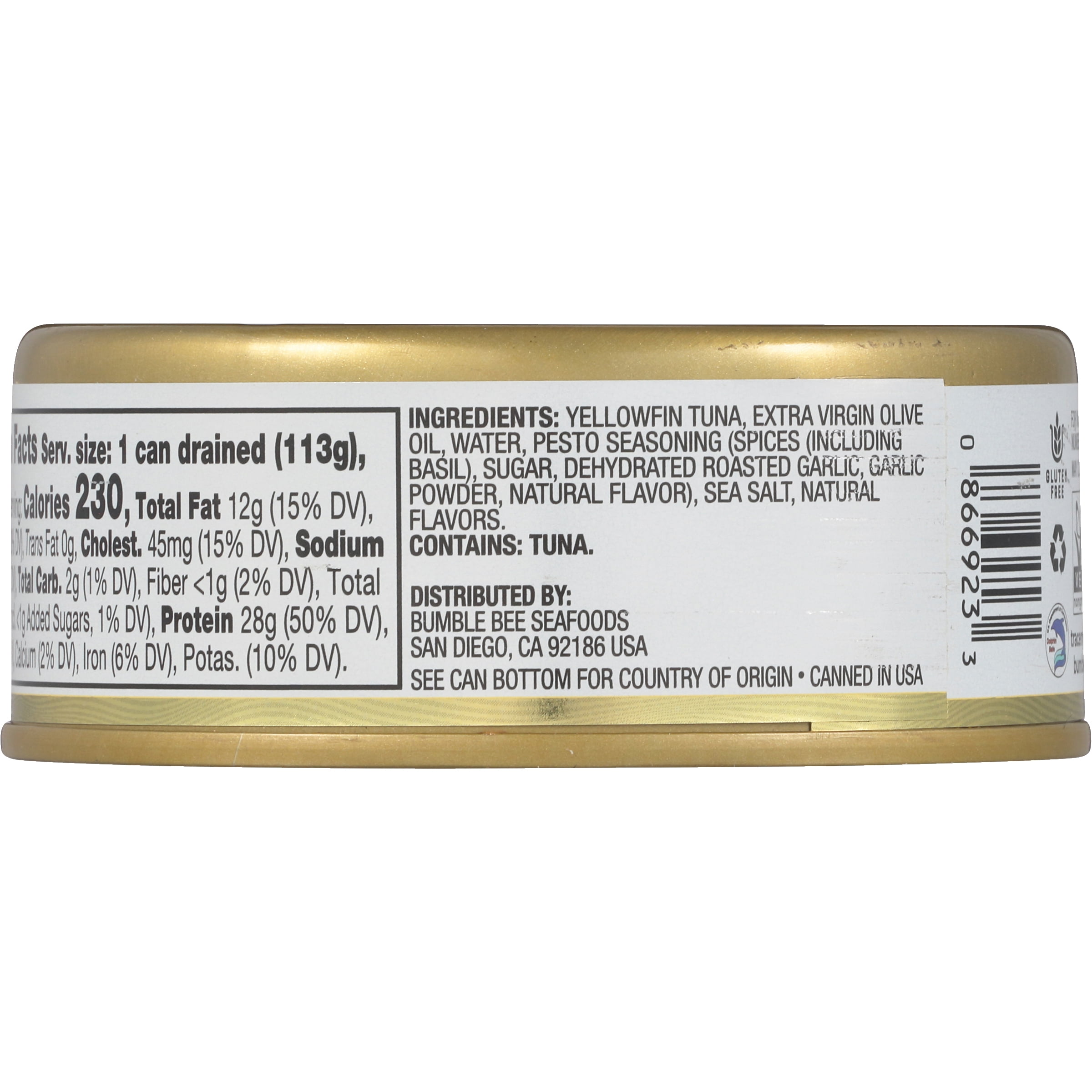 (2 pack) Bumble Bee Prime Basil Pesto and Roasted Garlic Flavored Yellowfin Tuna in Extra Virgin Olive Oil, Wild Caught, Gluten Free, Shelf Stable Can, 5oz