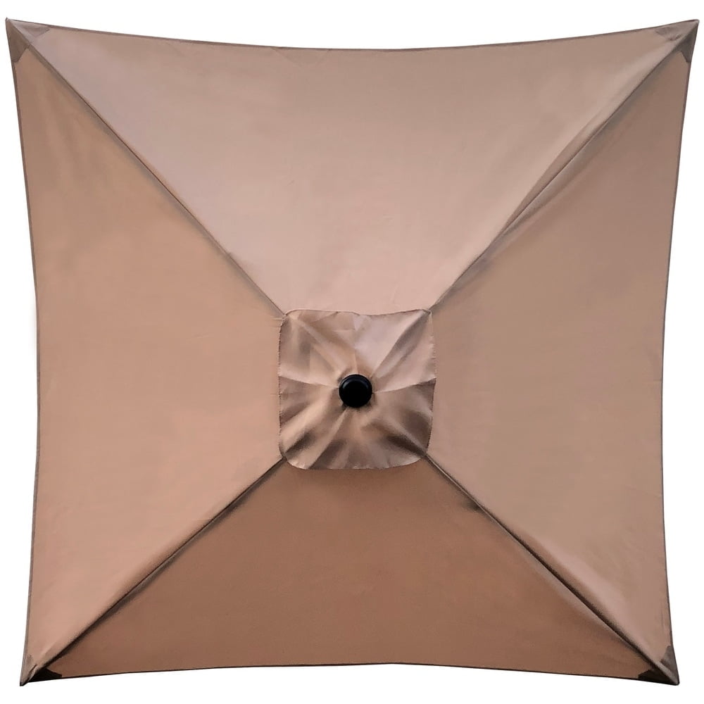 Ultrashades 6.5 ft Square Outdoor Patio Market Umbrella with Push Button Tilt and Crank Handle, Tan