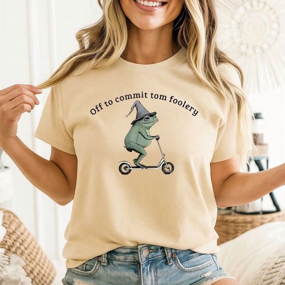Off to Commit Tom Foolery Frog Shirt Men’s And Women’s Graphic Tee 100% Cotton by TBun, Full Sizes S-5XL