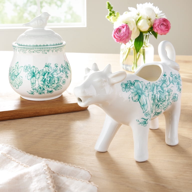 The Pioneer Woman Agatha Stoneware Sugar Bowl & Creamer Set, Green