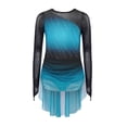 thumbnail image 3 of Doomiva Kids Girls Gradient Figure Skating Dress Shiny Rhinestone Mesh Long Sleeve Dance Competitions Training Outfit Blue Green 12, 3 of 7