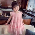 thumbnail image 3 of SYNPOS Girl's Summer Dress Flared Sleeve Loose Fit Swiss Dots Flowy Pleated Dress 1-5 Years, 3 of 11