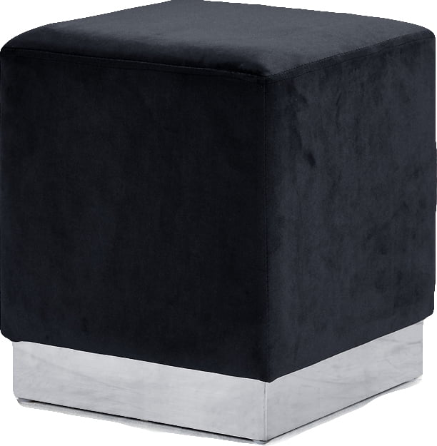 Jax Black Velvet Ottoman/StoolColorBlack Velvet,FinishChrome,Style