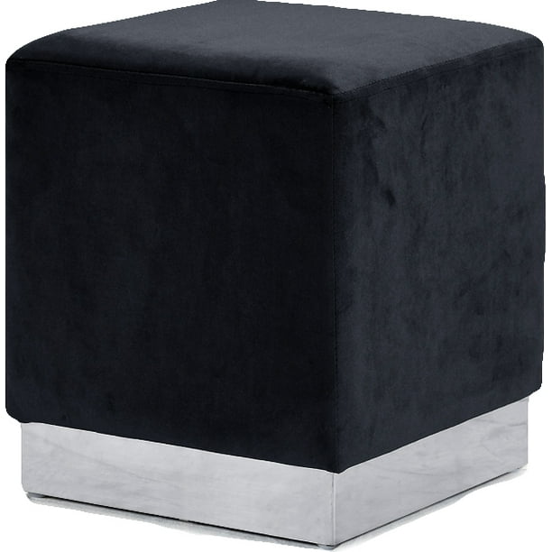 Jax Black Velvet Ottoman/StoolColorBlack Velvet,FinishChrome,Style