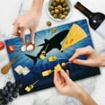 thumbnail image 4 of Shark Cutting Board, Underwater Hunter Phrase Fish Silhouette in the Ocean Danger in Marine Picture, Decorative Tempered Glass Cutting and Serving Board, Large Size, Royal Blue Black, by Ambesonne, 4 of 5