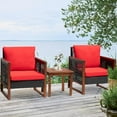 thumbnail image 2 of PayLessHere 3 Pieces Patio Set Acacia Wood with Coffee Table and Water Resistant Cushions(Red), 2 of 7