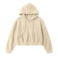 thumbnail image 3 of ZunFeo Womens Cropped Oversized Sherpa Jacket Zip Up Hooded Fuzzy Fleece Coat, Beige,Size 2XL, 3 of 7