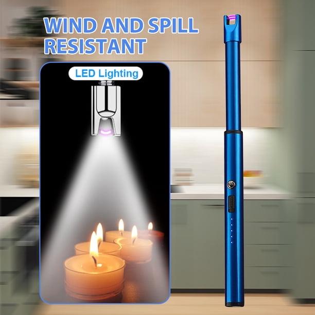 Pantalla de alimentación LED portátil de aleación de zinc con encendedor de cocina de arco USB para acampar y caminar