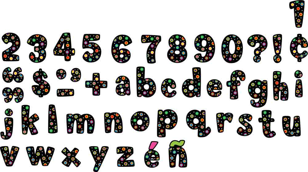 Dots on Black Lowercase Letter Stickers