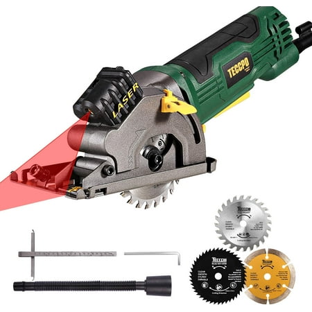 

TECCPO Mini Circular Saw 4.8Amp with Laser Guide 3-5/16” Mini Saw with 3 Saw Blades Scale Ruler and Pure Copper Motor Corded - TAPS22P