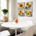 thumbnail image 6 of Sunflower Canvas Wall Art Bathroom Decor Rustic Sunflower Pictures for Kitchen Vintage Yellow Sun Flowers Painting Bedroom Office Apartment Home Decorations Modern Country Floral Artworks 16x16" 4 Pcs, 6 of 6