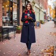 thumbnail image 5 of COUVER Unisex Knit Winter Rugby Striped Scarf Navy and Red 1 Pack, 5 of 7