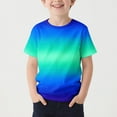 thumbnail image 2 of CYRBOKO T-shirts for Boys, Gradient Color Running Casual Short Sleeve Sports Top Blue Size 10-11 T, 2 of 4
