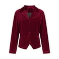 thumbnail image 4 of Fengactive Women's Slim Fit Velvet Blazers Stylish Lapel Collar Deep V Long Sleeve Elegant Party Jackets, 4 of 8
