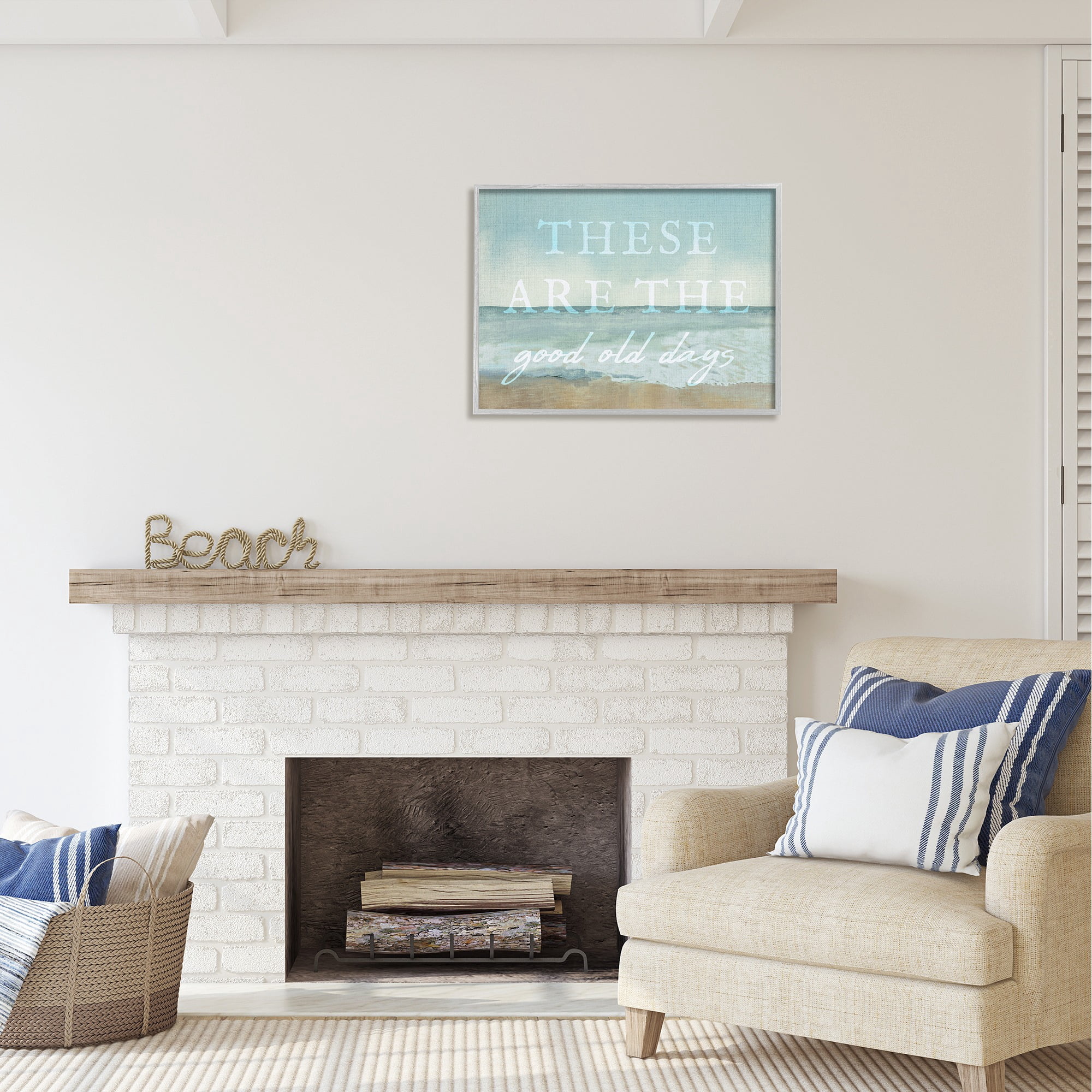 Stupell Industries Good Days Coastal Phrase Abstract Painting Gray Framed Art Print Wall Art, 30 x 24