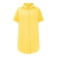 thumbnail image 6 of Quinlirra Women's Summer Button Up Shirt Skirt Dresses With A Collar Made Of Cotton And Linen Mini Dress Shirt Dress Yellow S, 6 of 6