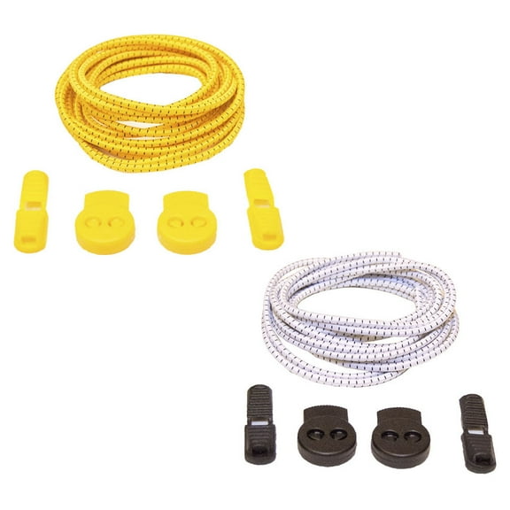 Elastic No Tie Shoelaces for Adults and Children (2-Pack) (39" with Locking System, Orange & White)