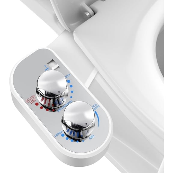 Hot and Cold Bidet Attachment for Toilet, Ultra-Slim Bidet Attachment Warm Water, Non-Electric Adjustable Pressure Self Cleaning Sprayer Nozzle Control for Posterior, Feminine Wash (Chrome)