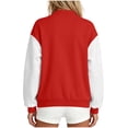 thumbnail image 5 of Qzwdhjm Varsity Jackets for Women Button Down Baseball Jacket Color Block Long Sleeve Bomber Coats Loose Casual Coat with Pockets, 5 of 6
