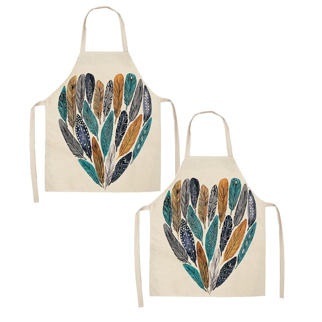 Oleegame 2PC Pretty Apron Wind Catcher Net Apron Art Spring Tropical Nature Theme Neutral Kitchen Apron Hanging Neck For Cooking Gardening Adult Apron