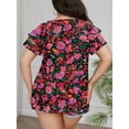 thumbnail image 6 of Mengpipi Womens Plus Size Tops Double Ruffle Short Sleeve V-Neck Casual Loose Shirts 1X-5X, 6 of 7