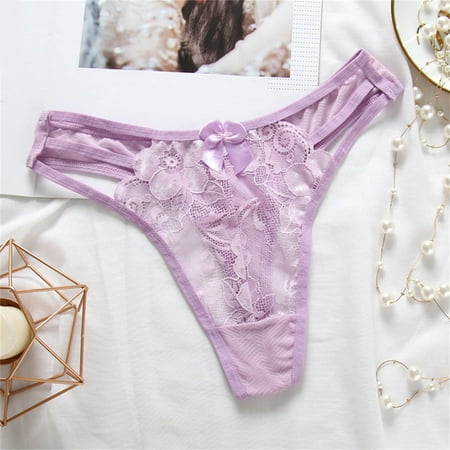 Pavied Womens Underwear Lace Underwear Women Underwear Thongs Lace Panties G String Thong Stretch Ladie Brief Underwear Sexy Underwear Panties for Women clearance sales Purple One Size