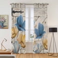 thumbnail image 2 of Blue Yellow Tulips Kitchen Curtains Window Panels, Retro Farmhouse Flower Barn Doors Wooden Insulated Window Treatment Curtain, Grommet Curtains for Bedroom/Living Room/Bathroom, 2 Piece 42"Wx84"L, 2 of 8