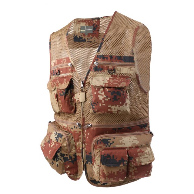 Chaleco de pesca de malla de secado rápido Chaleco de fotógrafo con múltiples bolsillos para hombres 4XL Sharpla Chaleco de malla para hombre