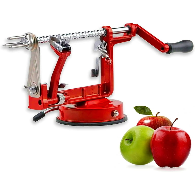 3-in-1 Apple/potato Corer Slicer Peeler Corer Stainless Steel Blades  Hand-cranking Apple Peeler Slicer Peeler (red)