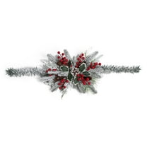 CASAFUN Christmas Mailbox Swag with Lights Artificial Flocked Pine Needles Pine Cones Garland Decorations Outdoor Indoor for Front Door Mail Box Winter Holiday