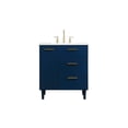 thumbnail image 3 of Elegant Decor Baldwin 30" Solid Wood and MDF Bathroom Vanity in Blue, 3 of 8