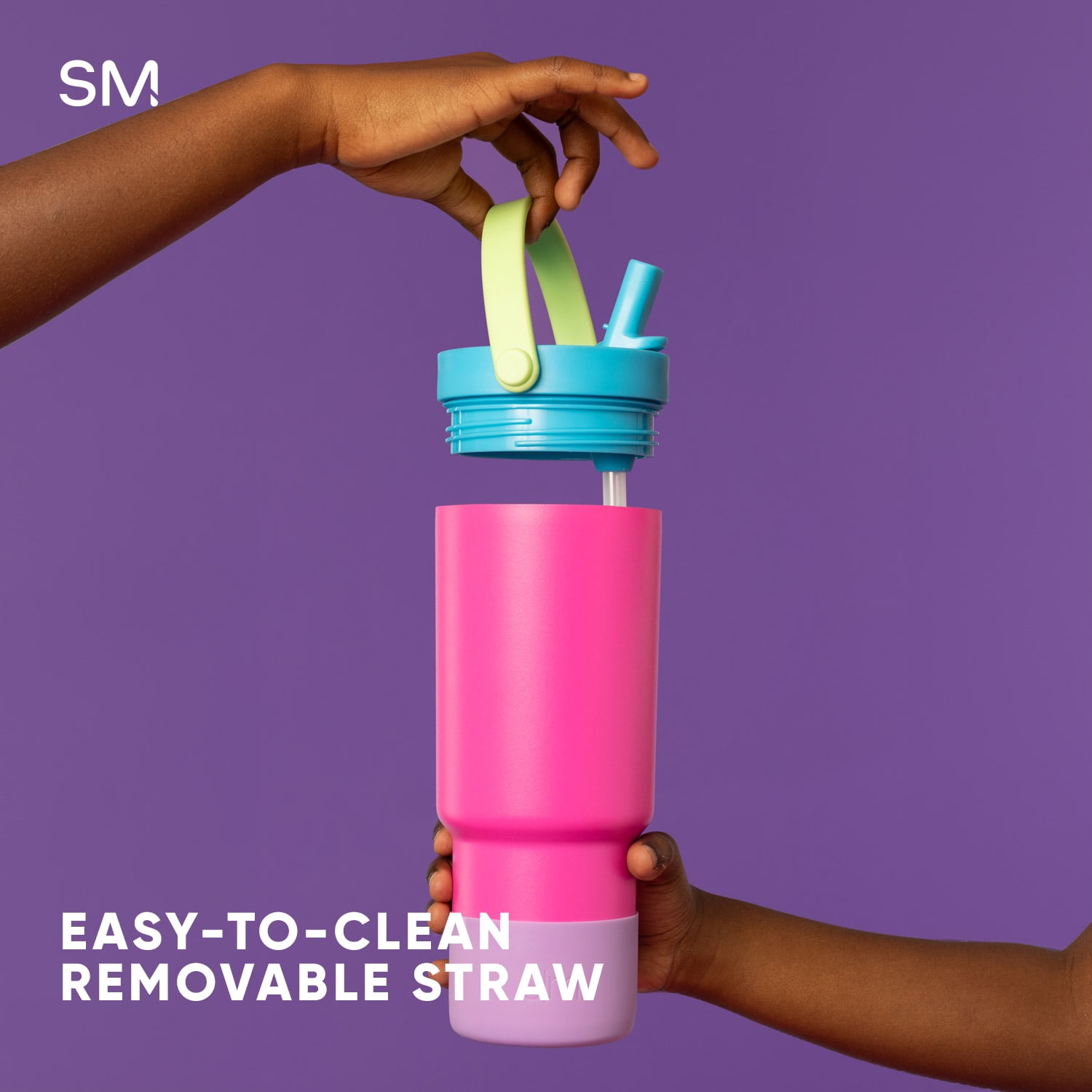 Simple Modern 24 fl oz Insulated Stainless Steel Trek Pivot Tumbler with Straw Lid and Top Handle|Cotton Candy Tie Dye