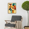 thumbnail image 2 of Vibrant Modern Abstract Oil Painting Summer Flower Bouquet Teal Orange Art Print Framed Poster Wall Decor 12x16 inch, 2 of 5