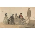 thumbnail image 2 of Eugène Boudin 14x10 Black Ornate Wood Framed Double Matted Museum Art Print Titled: Four Ladies Seated at Trouville (1866), 2 of 5