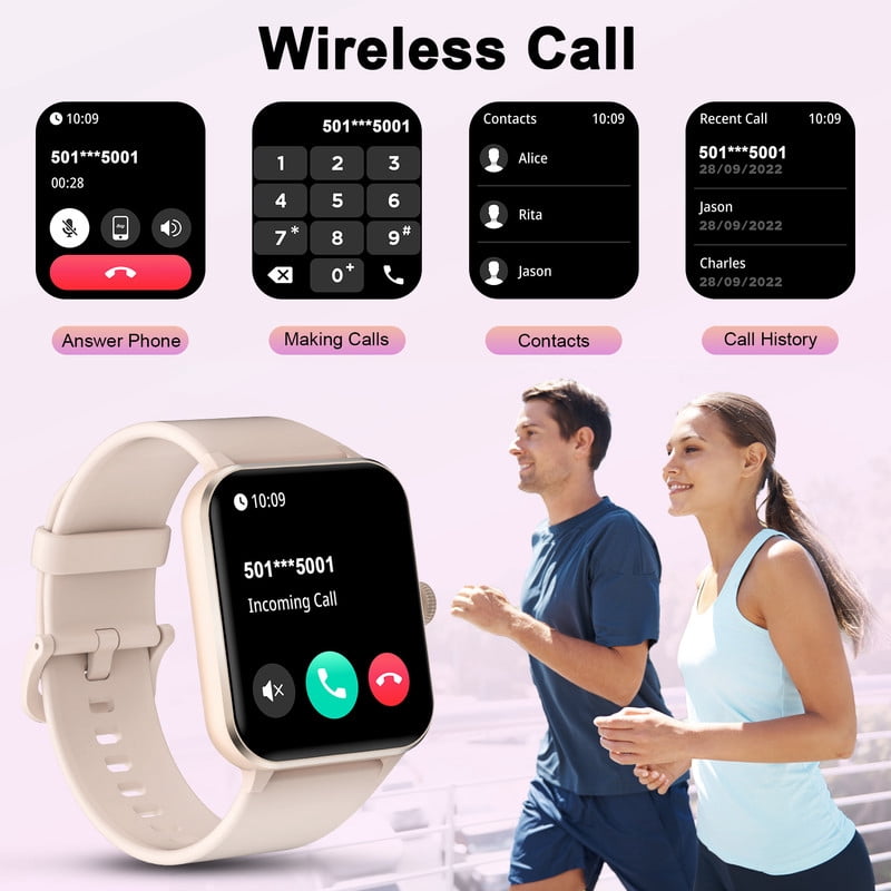 Women Smart watch with Answer/Make Calls/120+ Sport Modes/IP68 Waterproof, Fitness Tracker Fits for iPhone and Android Devices (Pink) for Gift