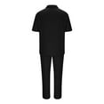 thumbnail image 3 of Stamzod Mens 2 Piece Outfits Summer Solid Color Turndown Shirts and Pants Daily Casual Loose Plus Size Vacation Outfits for Men with Pocket Black L, 3 of 4