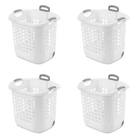 Sterilite, 1.75 Bushel/62 L Ultra Wheeled Laundry Basket, White, Case of (Best Laundry Basket For Stairs)