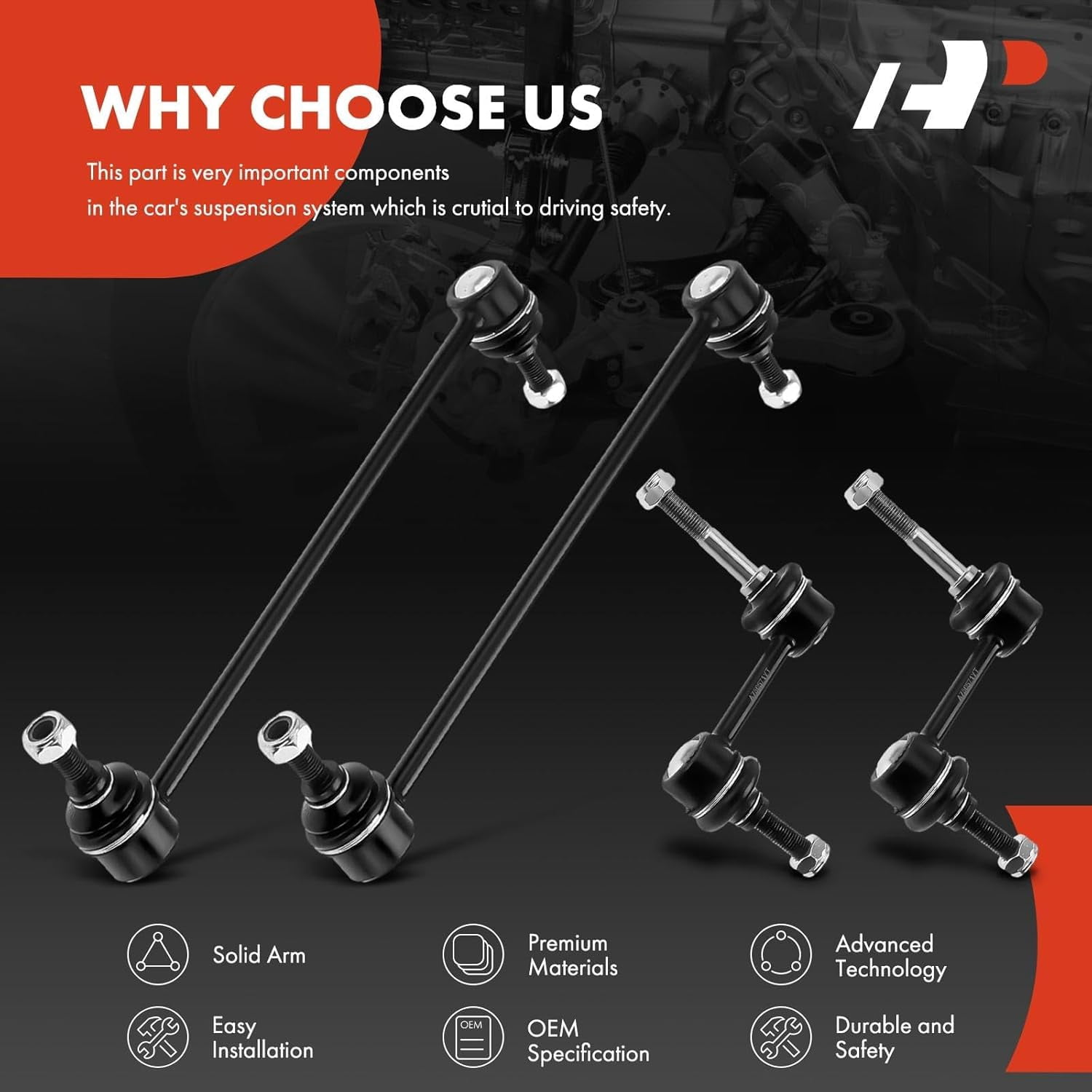 A-Premium 4Pcs Front Rear Sway Bar Link Stabilizer Link Kit Compatible with Ford Escape 2009-2012 Mazda Tribute Mercury Mariner 2009-2011